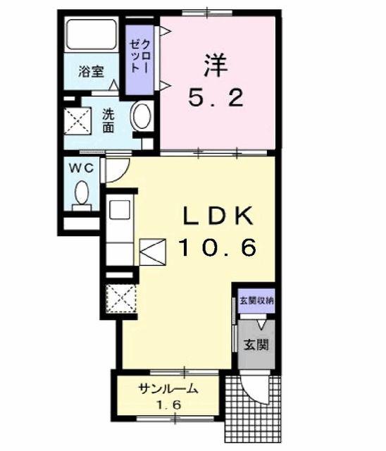 タイム ロード(1LDK/1階)の間取り写真