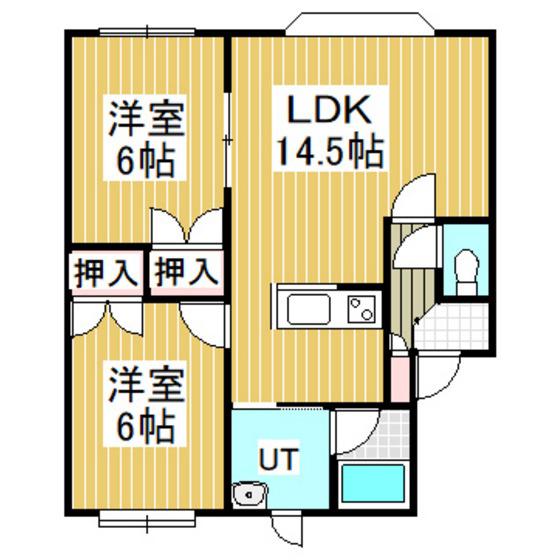 ニューハイツ明野(2LDK/2階)の間取り写真