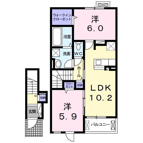 マイン フリーデン(2LDK/2階)の間取り写真