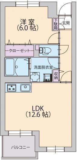 デザフィーオ(1LDK/1階)の間取り写真