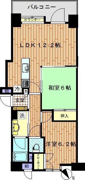 イトーピア三田(2LDK/2階)の間取り写真