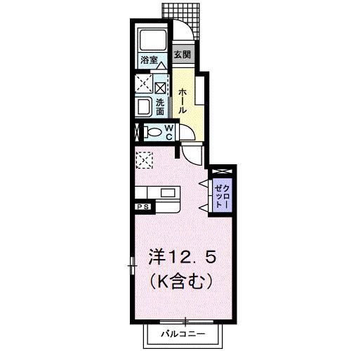 グランデ・フィオーレII-C(ワンルーム/1階)の間取り写真