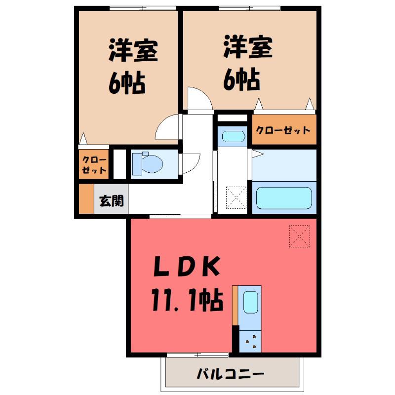 セゾン ド ルミエール(2LDK/1階)の間取り写真