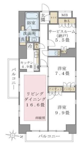 BRILLIA IST 東雲キャナルコート(2SLDK/11階)の間取り写真