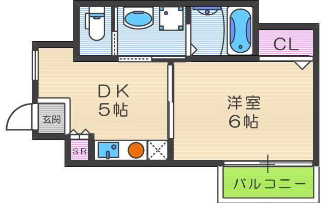 ラルーチェ逢坂(1DK/4階)の間取り写真