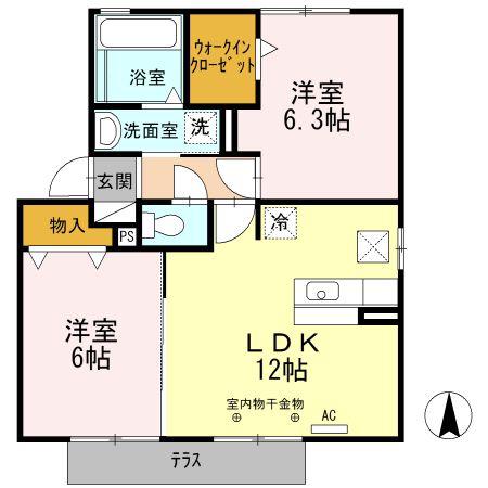 サウスウインド・KAYA(2LDK/1階)の間取り写真
