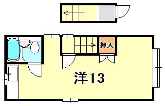 ミスガハイツ若松町(ワンルーム/2階)の間取り写真
