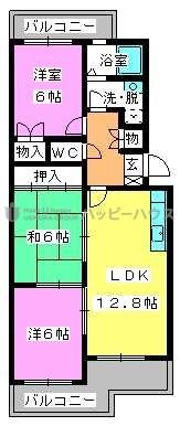ベレーザ旭ヶ丘(3LDK/3階)の間取り写真