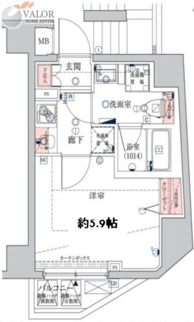 ベルシード横濱ウエスト(1K/6階)の間取り写真