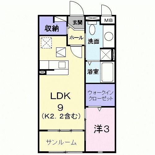 ウィステリア(1LDK/1階)の間取り写真