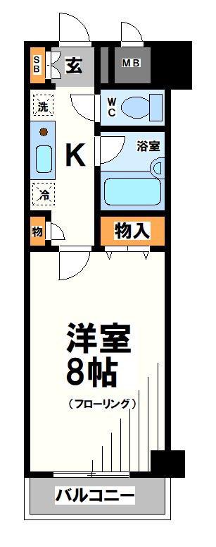 ツインアレー(1K/3階)の間取り写真