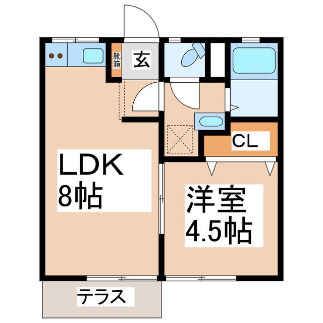 宮坂ハイツ(1LDK/1階)の間取り写真