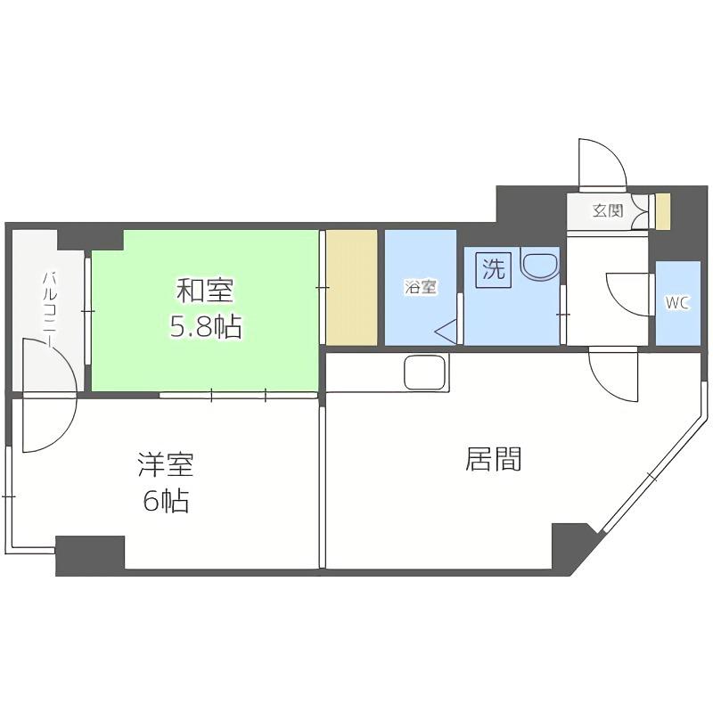 日興パレス東札幌(2LDK/10階)の間取り写真