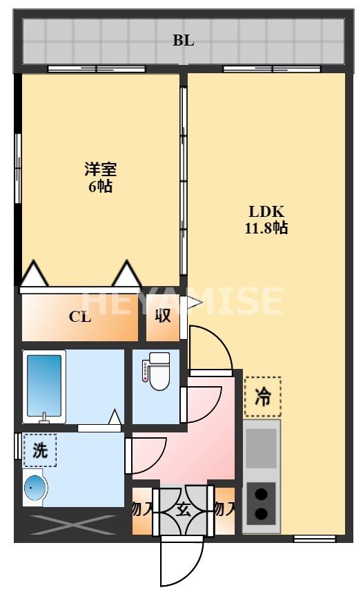 ステーションビュー美坂(1LDK/8階)の間取り写真