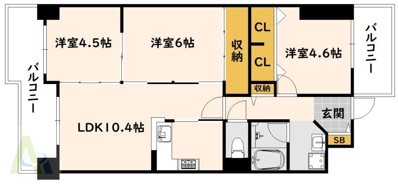 ロイヤル神戸山の街(3LDK/3階)の間取り写真