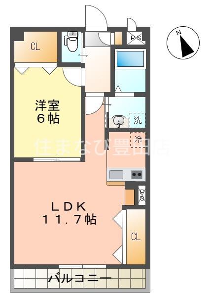 ビクトリア浄水(1LDK/1階)の間取り写真
