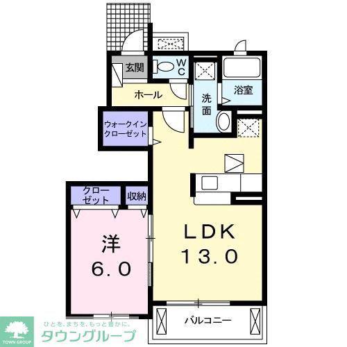 パルテールB(1LDK/1階)の間取り写真