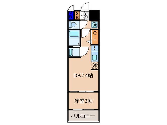 プレサンス京都東寺(1DK/2階)の間取り写真