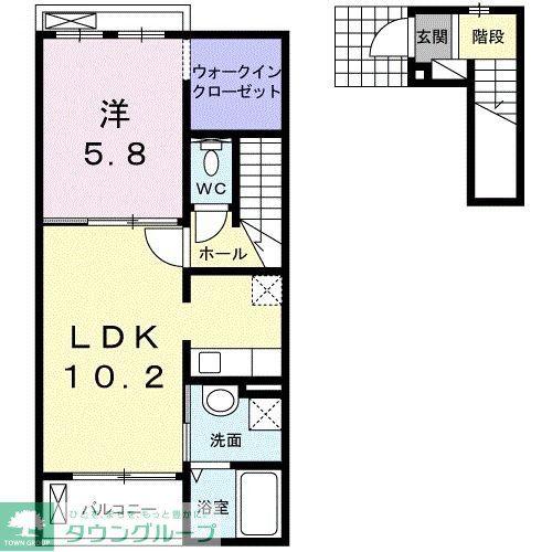 カーサ リオハ B(1LDK/2階)の間取り写真