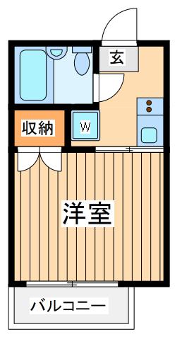 小田急江ノ島線 東林間駅 徒歩2分 4階建 築39年(1K/4階)の間取り写真