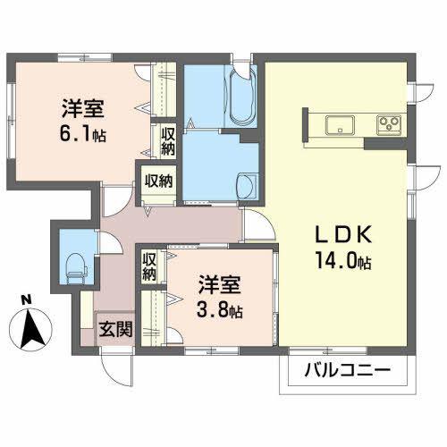 ブランシェ長橋台(2LDK/1階)の間取り写真