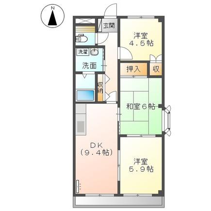 パストラル南町(3DK/3階)の間取り写真