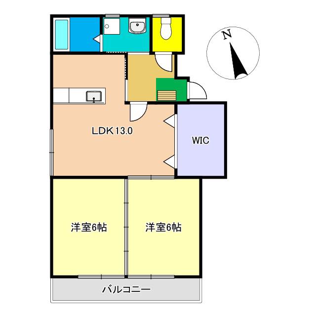 東山ハイツ(2LDK/4階)の間取り写真