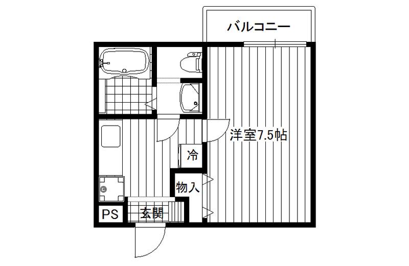 ディアプレイス(1K/2階)の間取り写真