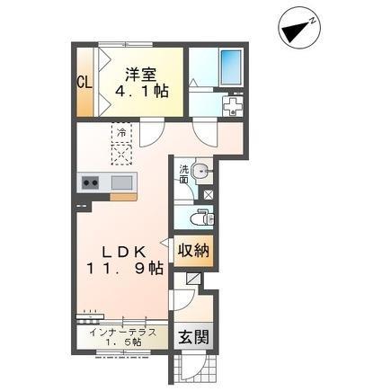 リバーヒルズ浜坂(1LDK/1階)の間取り写真