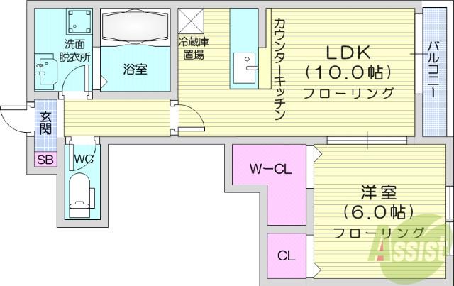 PRIM ROSEⅢ(1LDK/3階)の間取り写真