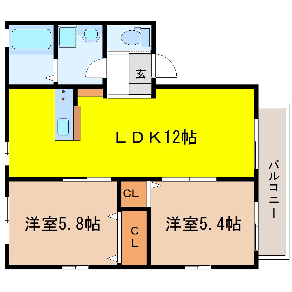 サンライト(2LDK/2階)の間取り写真