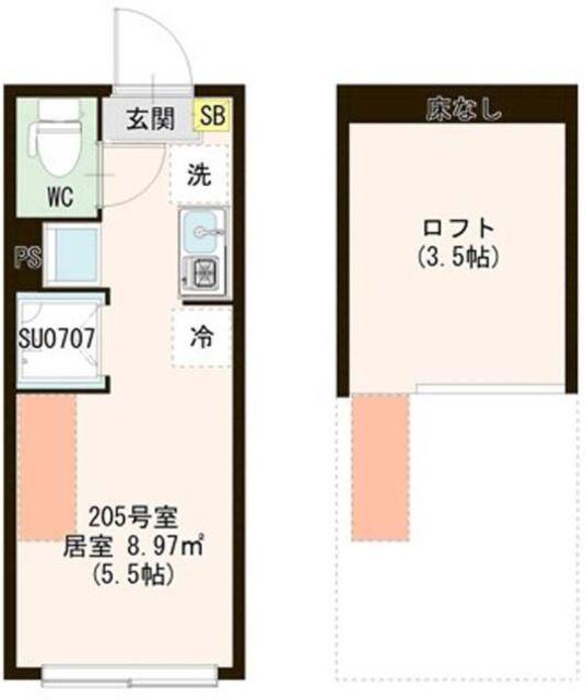 HERMITAGE東向島(ワンルーム/2階)の間取り写真