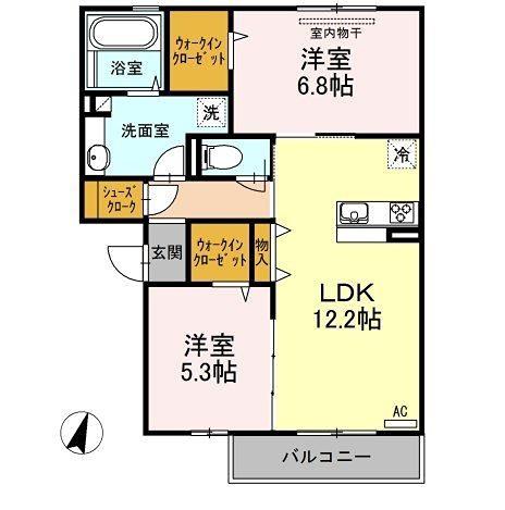 ソレイユ・ルヴァン I(2LDK/2階)の間取り写真