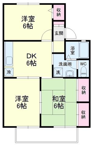 カーサビアンカ C(3DK/2階)の間取り写真