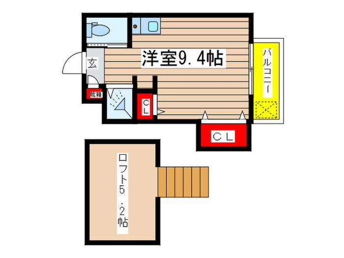 タクト成増弐番館(ワンルーム/2階)の間取り写真