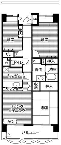 ビレッジハウス潮見タワー1号(3LDK/3階)の間取り写真