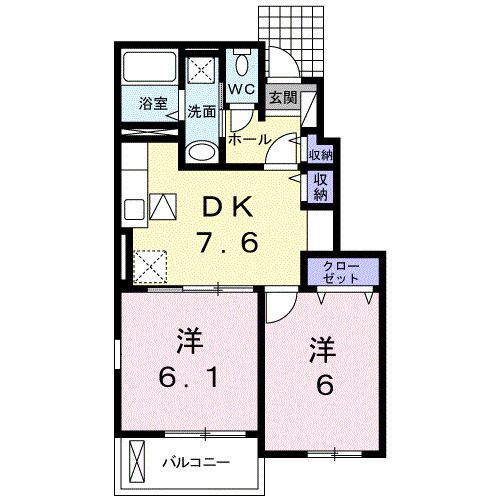 アリエッタ(2DK/1階)の間取り写真