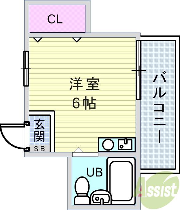 コーニッシュ豊中(ワンルーム/2階)の間取り写真