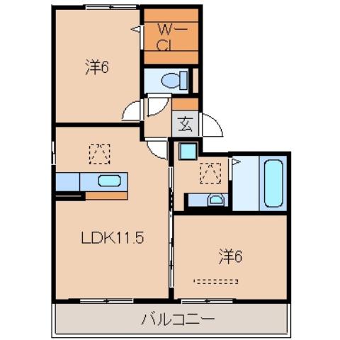 コモド・アイ(2LDK/1階)の間取り写真