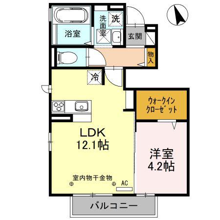 D-ROOM柳原(1LDK/1階)の間取り写真