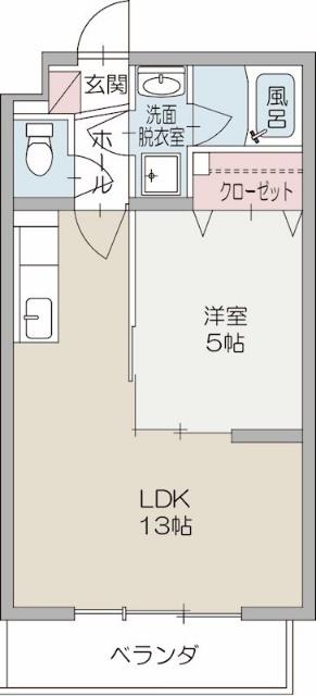 プルメリア(1LDK/2階)の間取り写真