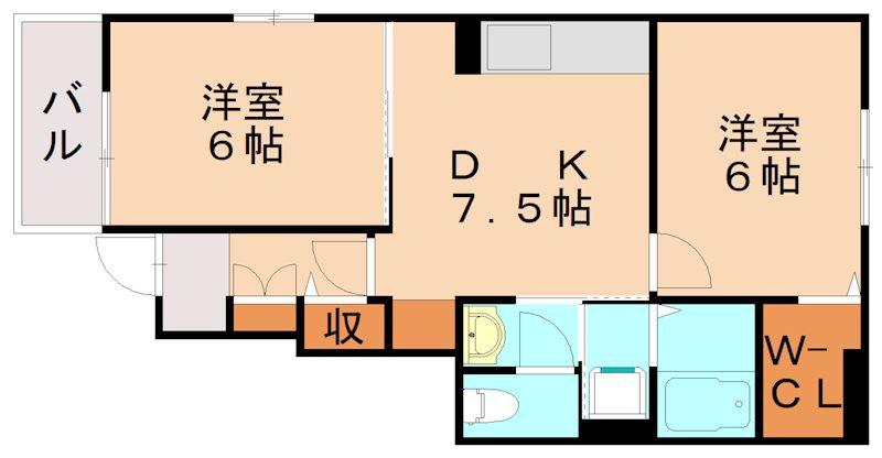 DOLCE VITA 82(2DK/1階)の間取り写真