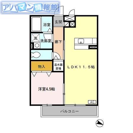 リヴェール山田(1LDK/1階)の間取り写真