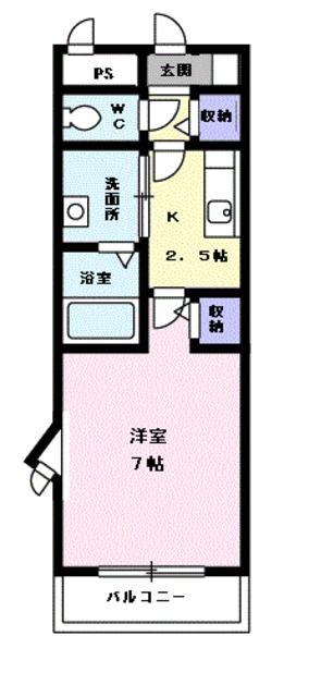 セモア中山(1K/2階)の間取り写真