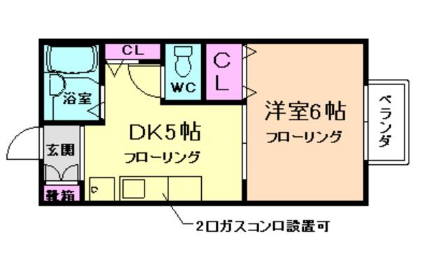 ジュネスハイム仲辻(1DK/1階)の間取り写真