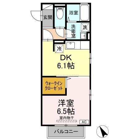 ヴィヴィアン有福(1DK/2階)の間取り写真