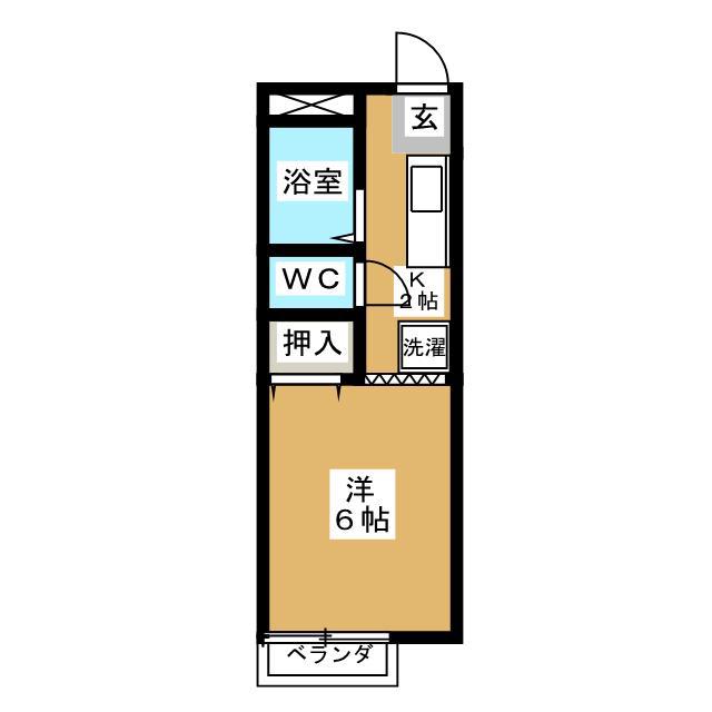 アベニュー国立(ワンルーム/2階)の間取り写真