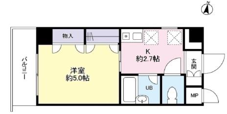 ヴィヴァーチェ(1K/2階)の間取り写真