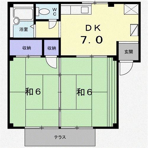 サンヒルズ あゆむ(2DK/1階)の間取り写真
