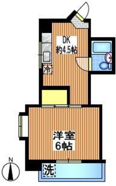 ヴィラ西東京(1DK/5階)の間取り写真